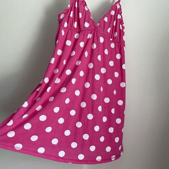 I Only Sleep In PINK Victoria's Secret Retro Polka Dot Babydoll Nightgown Size L - Picture 2 of 15